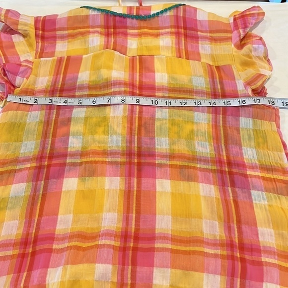 THML - Anthropologie Blouse Top Size S Teal Embroidered Top lightweight Colorful - Picture 15 of 16